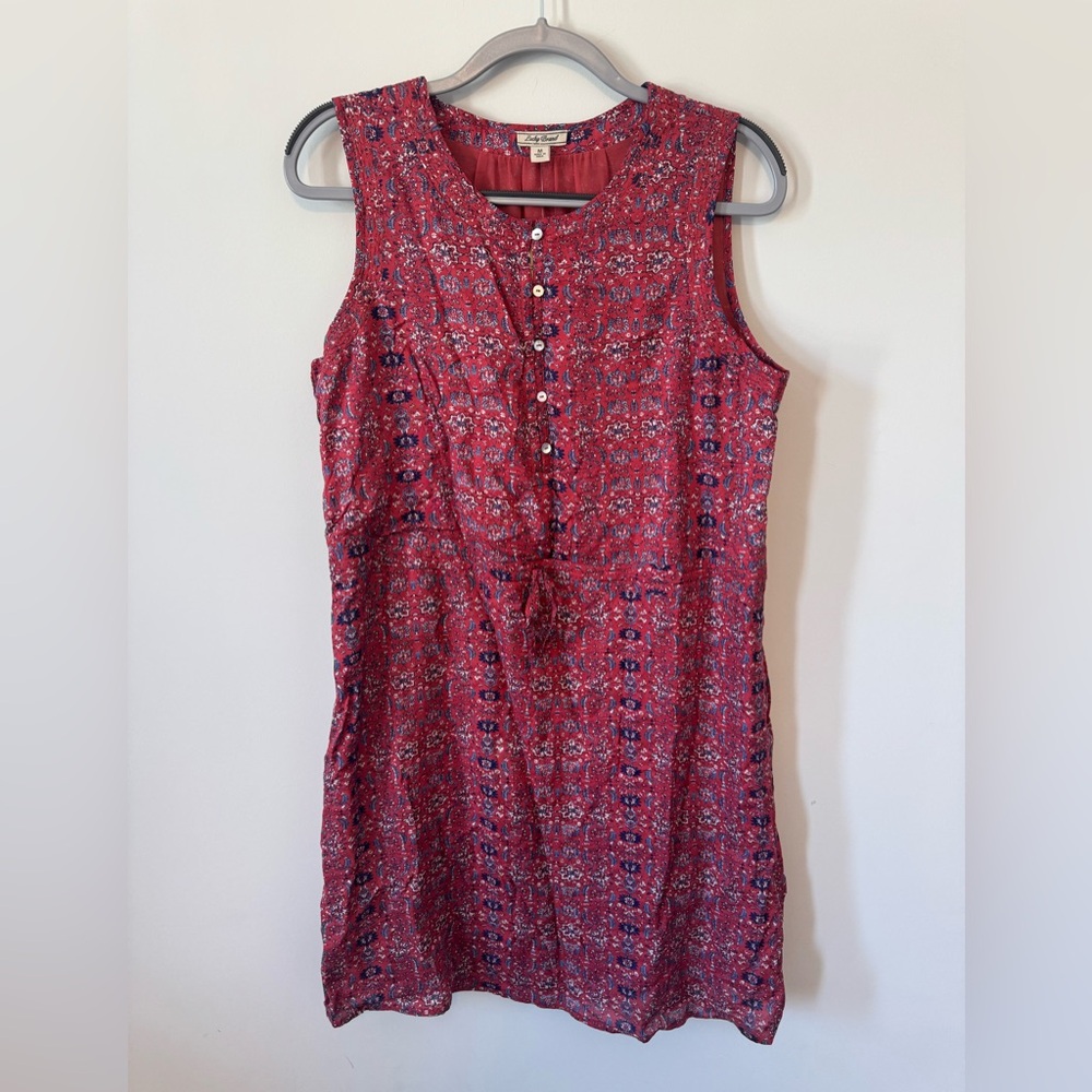 Lucky Brand Red/Pink Bkue flowers Summer Dress NWT Size M